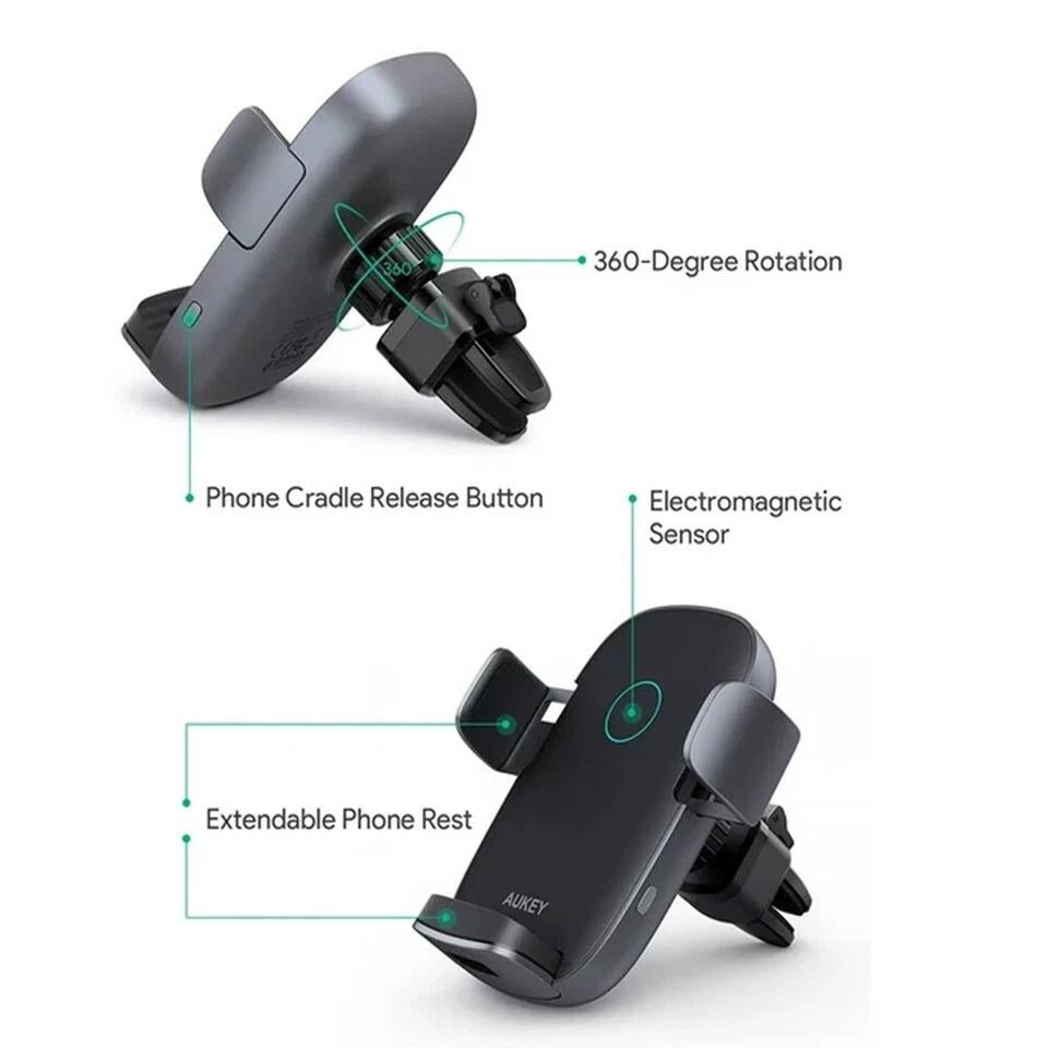 - 360-Degree Rotation
- Phone Cradle Release Button
- Electromagnetic Sensor
- Extendable Phone Rest