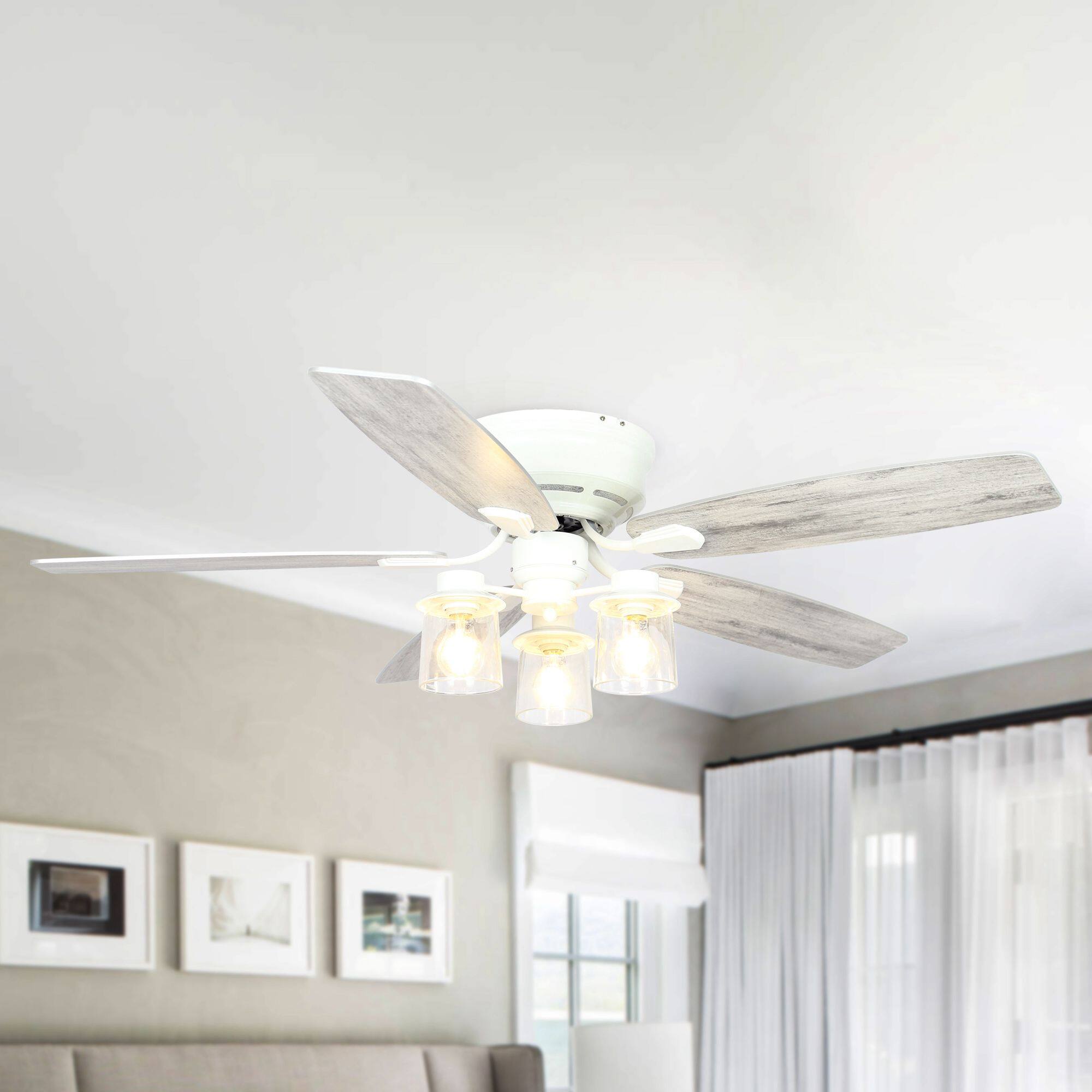Angle. Parrot Uncle - 52" Modern 5-Blade Ceiling Fan with Remote Control - chrome.