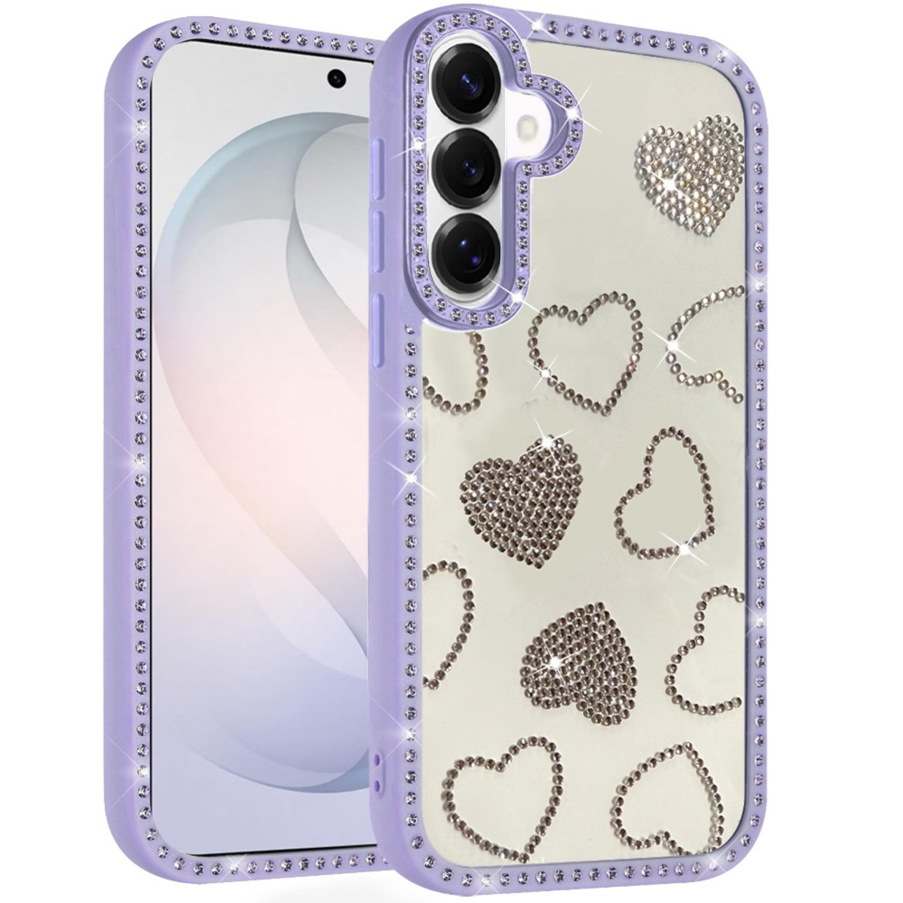 Kitcheniva - Rhinestone Hearts With Bling Around Trim Plus Tempered Glass For Samsung S26 FE - Purple price history on PriceWatchPro