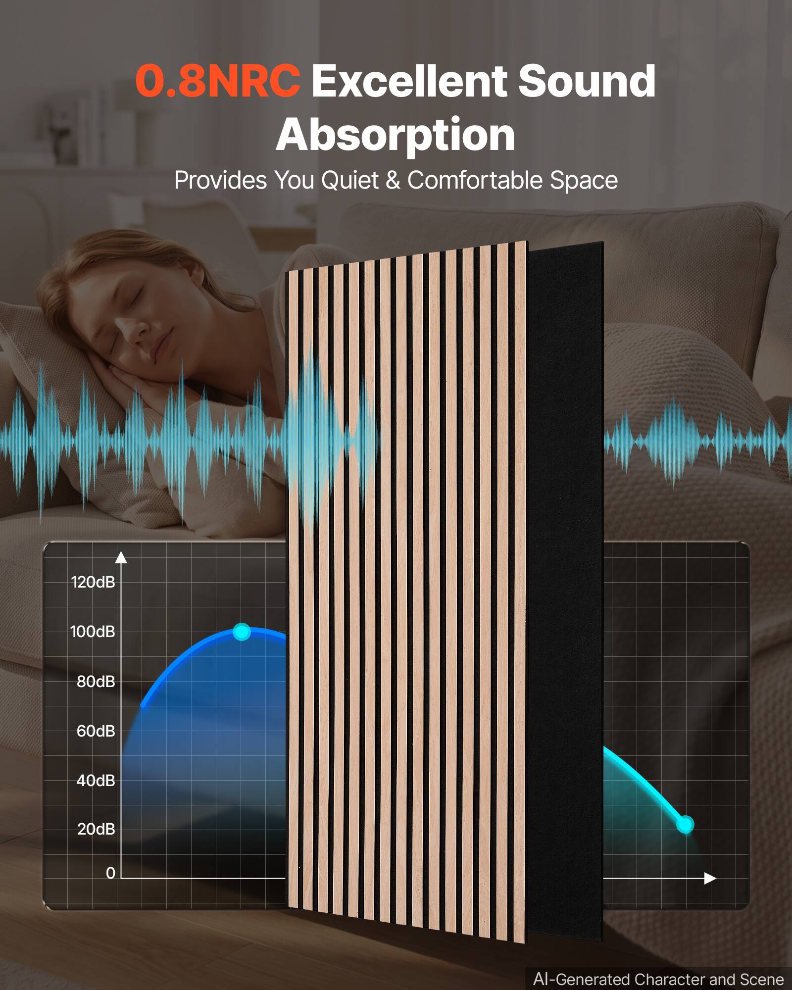 0.8NRC Excellent Sound Absorption Provides You Quiet & Comfortable Space

120dB
100dB
80dB
60dB
40dB
20dB
0

AI-Generated Character and Scene