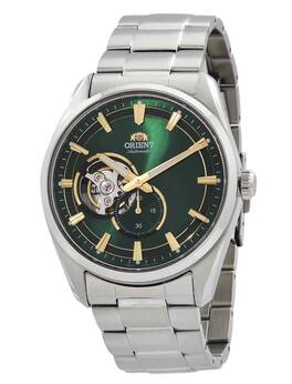 Orient - Contemporary Stainless Steel Open Heart Green Dial Automatic RA-AR0008E10B Men's Watch - Silver and Green