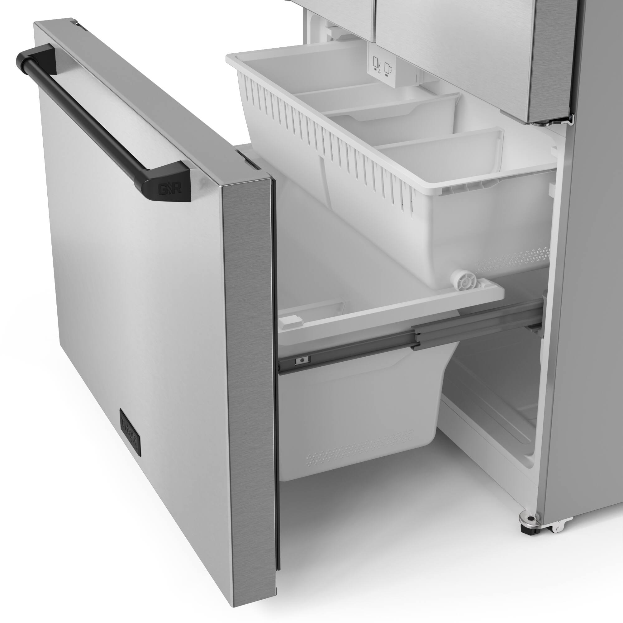 Alt View 5. Thor Kitchen - Gordon Ramsay Series by Thor Kitchen 20.3 Cu. Ft. Counter Depth Refrigerator with Black Hardware - Stainless steel.