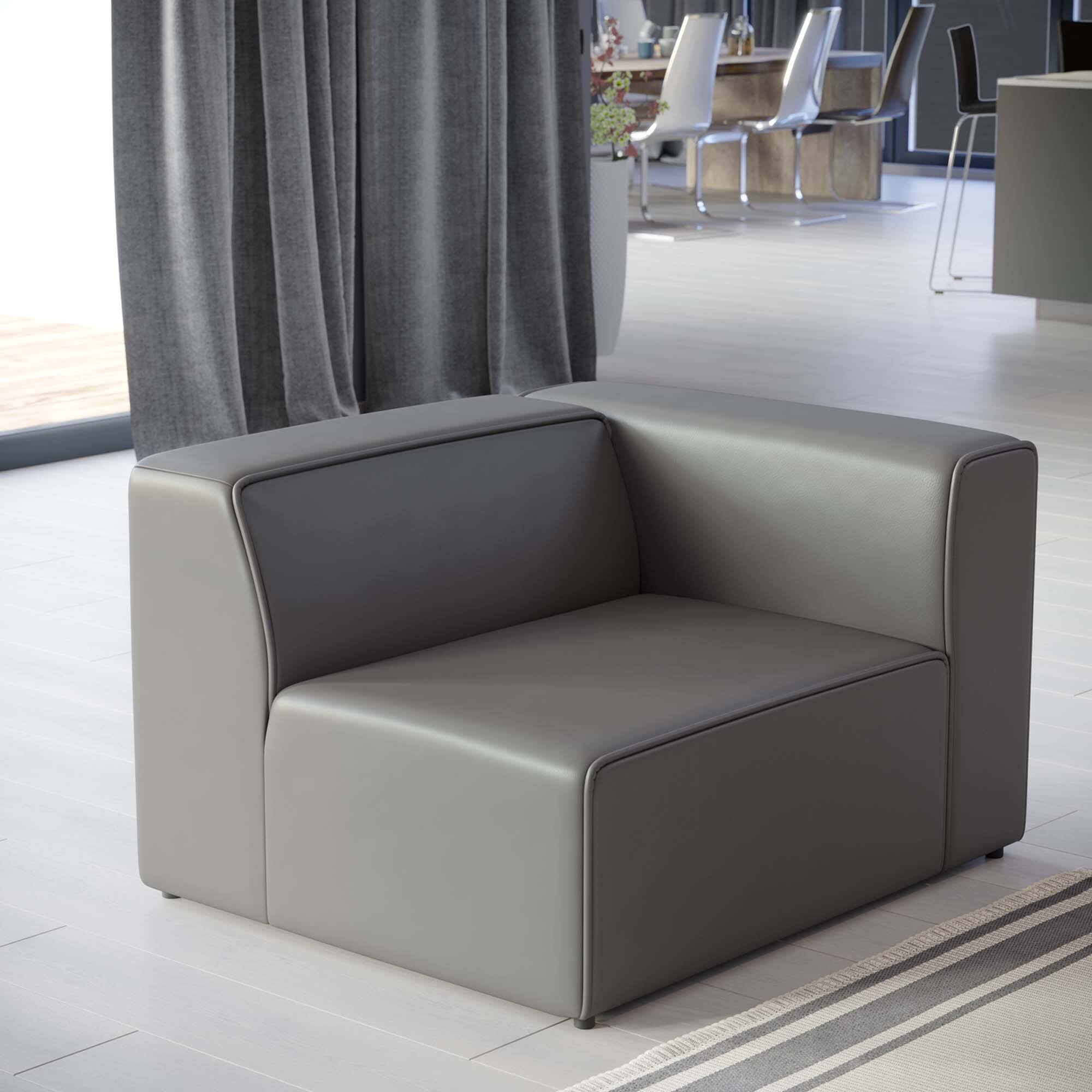 Alt View 4. Modway - Mingle Vegan Leather Right-Arm Chair by Modway - Gray.