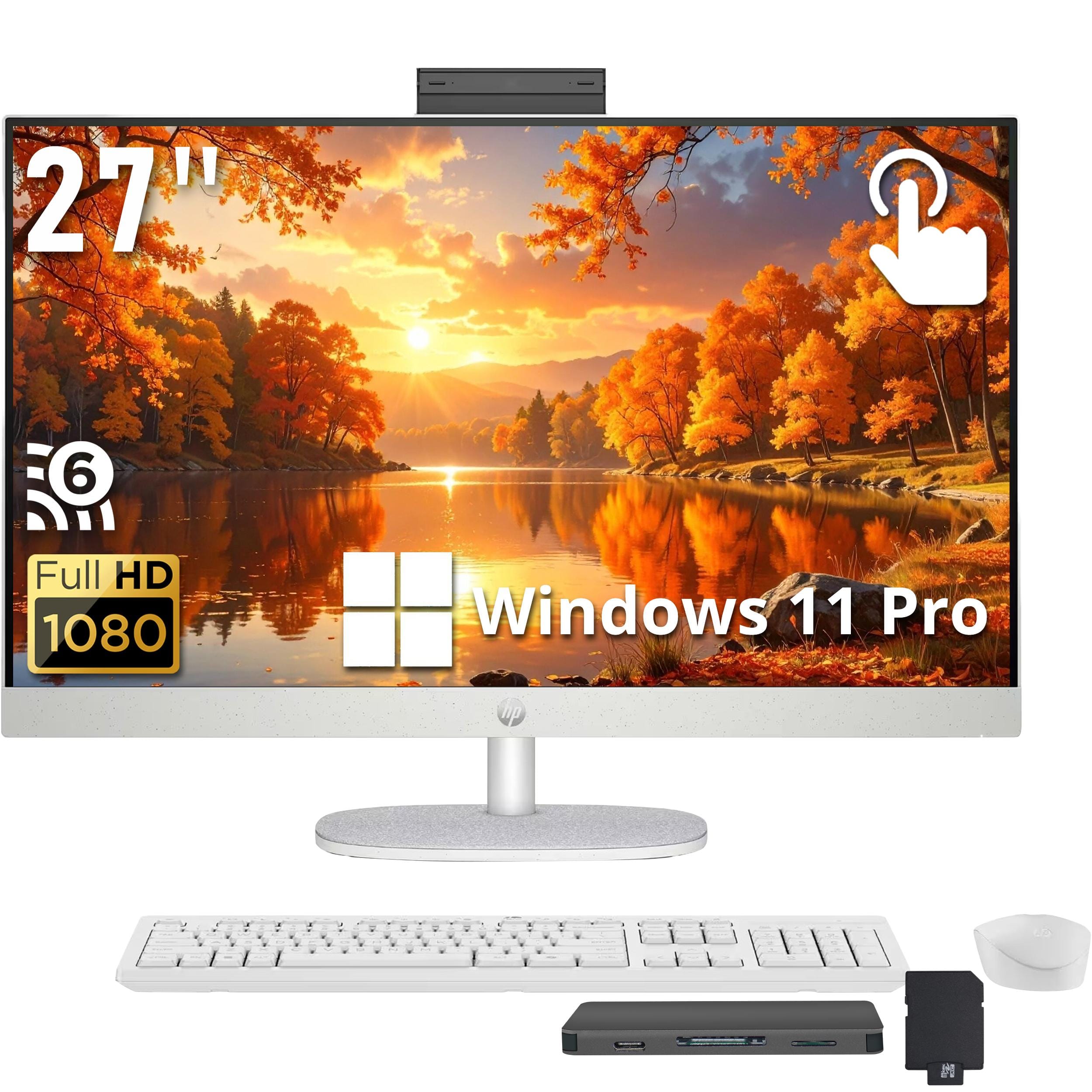 HP - 27'' FHD Touchscreen All-in-One Desktop,Intel Utral 7 225U,64GB DDR5,2TB SSD+1TB Docking Station,Win 11 Pro - White
