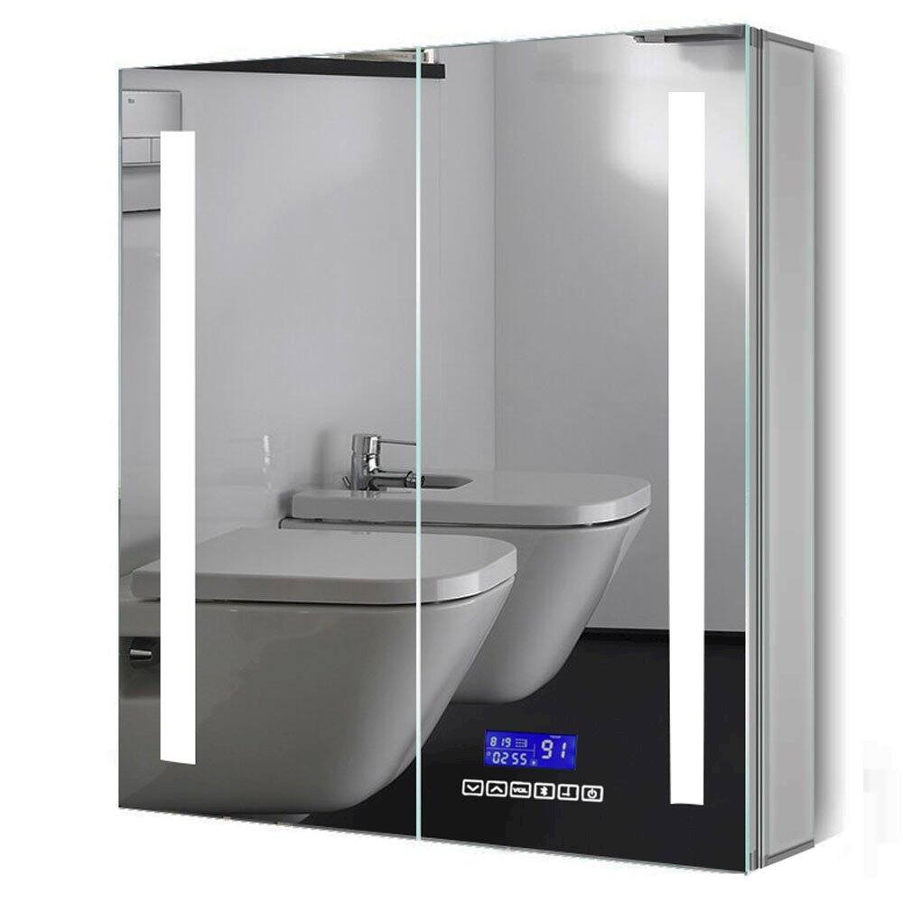 Alt View 1. Alfi - 26" x 30" Double Door LED Light Bluetooth Medicine Cabinet - Gray.