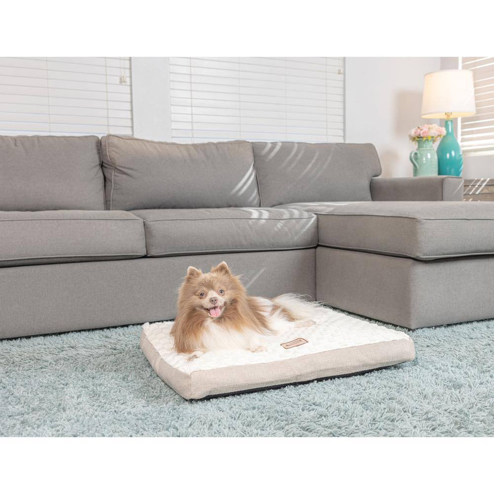 Back. Armarkat - Medium With Handle Dog Crate Mat With Poly Fill Cushion and Removable Cover - Beige.