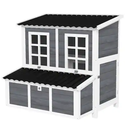 Front. Pawhut - Chicken Coop with Nesting Box, Pull-Out Tray, Waterproof Roof.