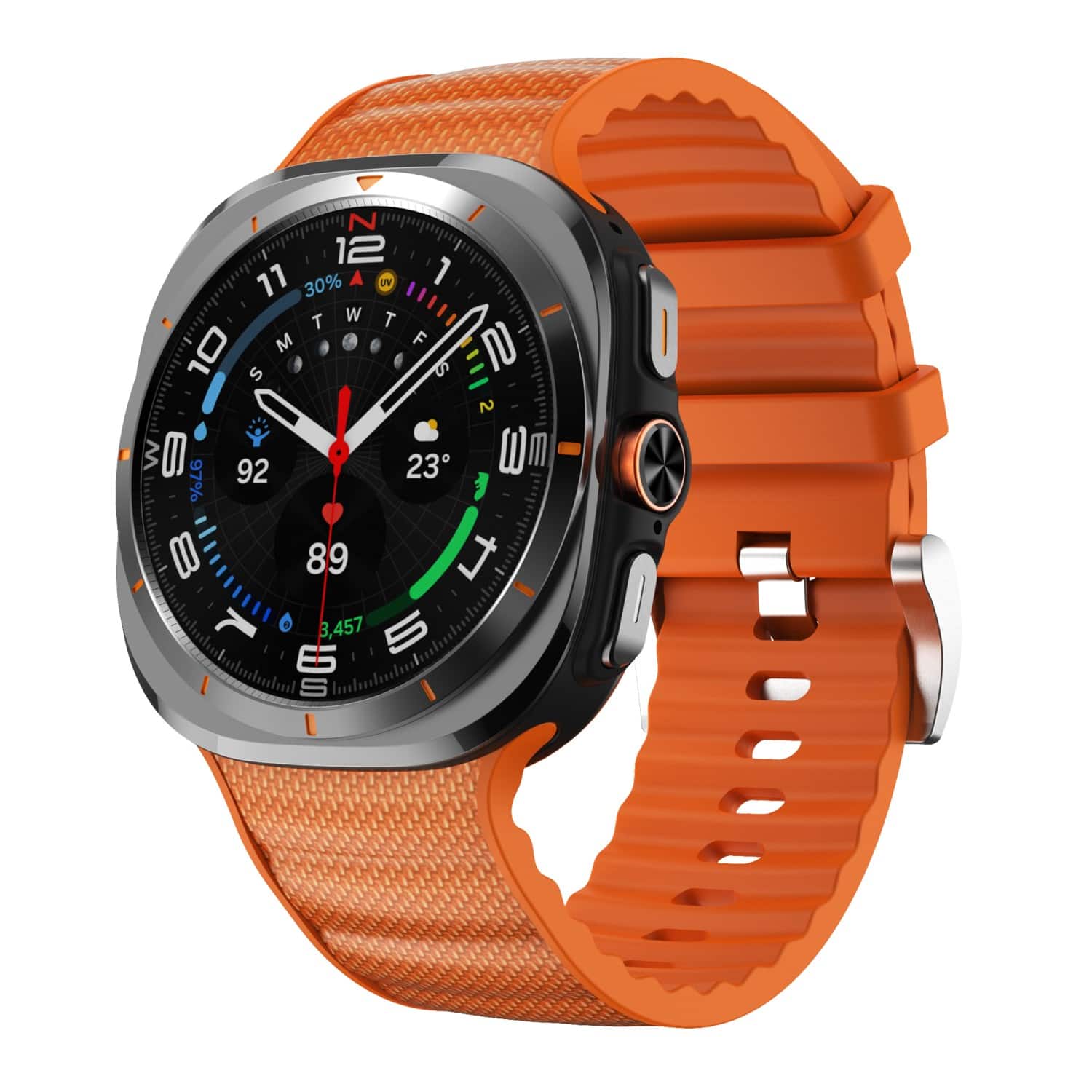 StrapsCo - Endurance Band Silicone Rubber Watch Strap For Samsung Galaxy Watch Ultra - Orange