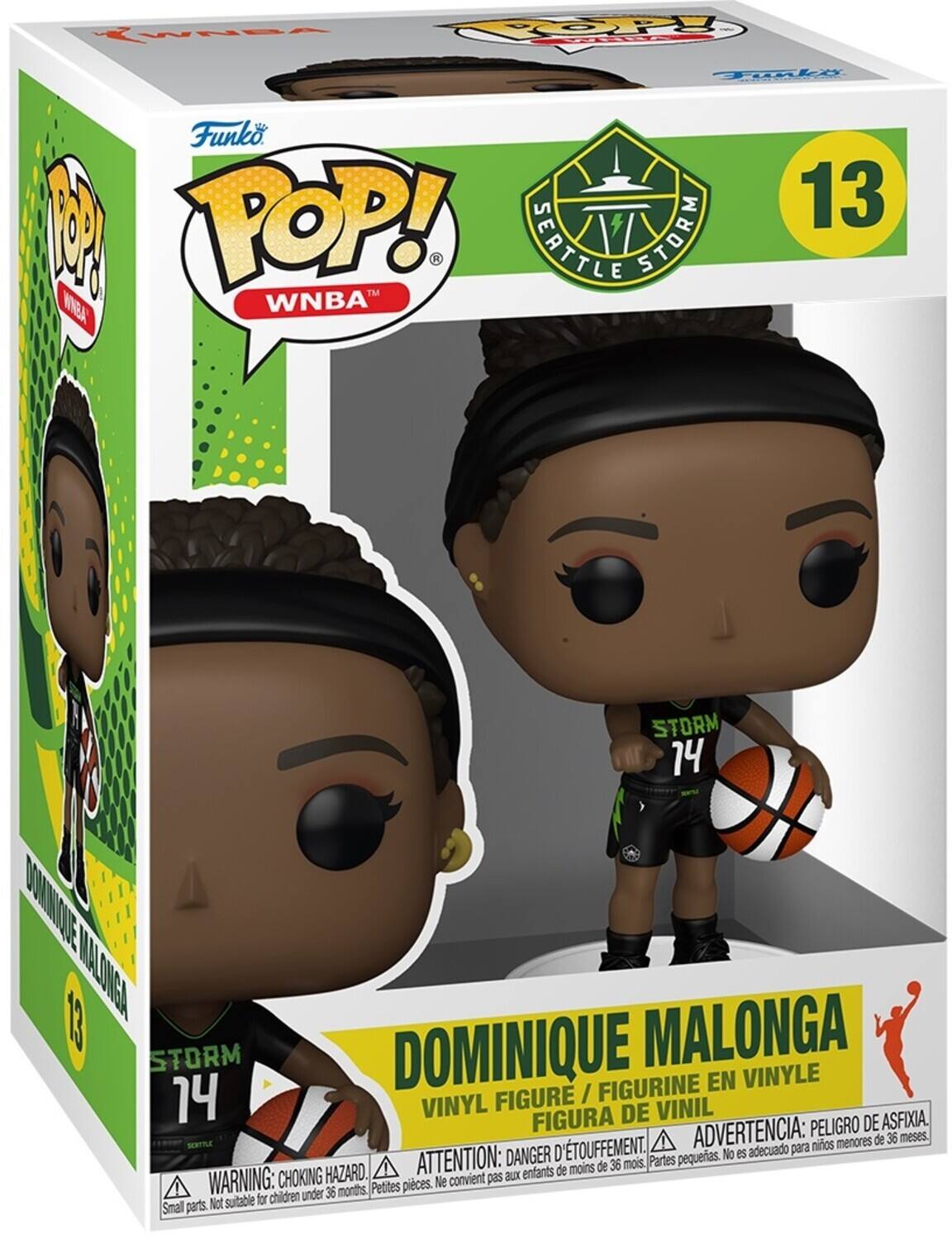 TwNSA pOPY aLi V Funko 1 POP! 13 - SERTTLE STORM WNBA WNBA STORM 14 DOMNOUE 13 MALONGA STORM DOMINIQUE MALONGA FIGURINE EN VINYLE 14 FIGURE / VINYL FIGURA DE VINIL PELIGRO DE ASFIXIA D'TOUFFEMENT. ADVERTENCIA: para niños menores de 36 meses. DANGER petites. No es pn HAZARD. ATTENTION: aux enfants de moins de 36 mois Partes WARNING: CHOKING Petites pieces. Ne convient pas for children under 36 months, Small parts. Not suitable