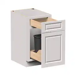 Boyel Living - 18-in W x 34.5-in H x 24-in D Shaker Pull-Out Waste Basket Kitchen Base Cabinet - Glacier White