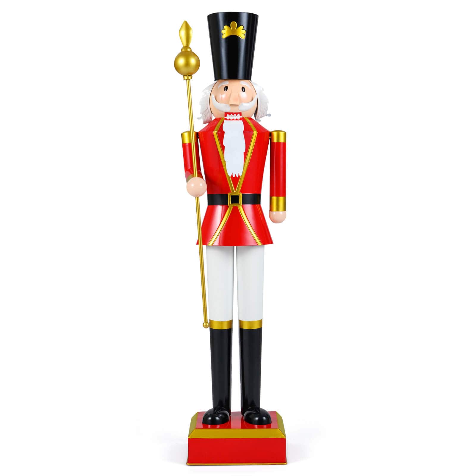 Front. Costway - Costway 4' Christmas Nutcracker with High Hat & Beautiful Scepter, Uniform & Boots for Yard - Black+Red.