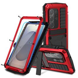 Dteck - For Samsung Galaxy S26 Ultra Case Outdoor Sports Kickstand Rugged Heavy Duty Full Body Cover Built in Screen Protector - Red