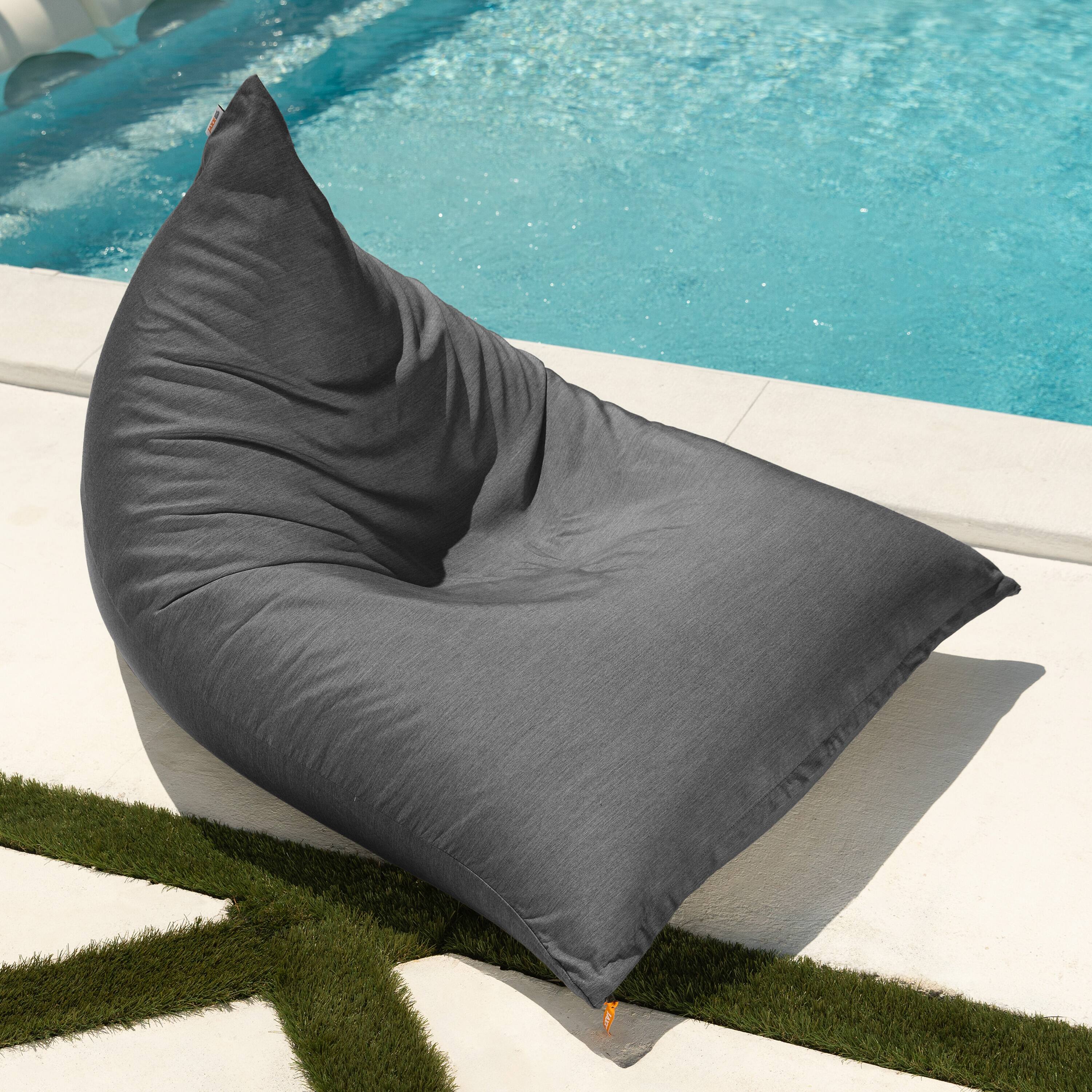 Back. Jaxx - Jaxx Twist Outdoor Bean Bag Chair, Charcoal Sunbrella - Charcoal.