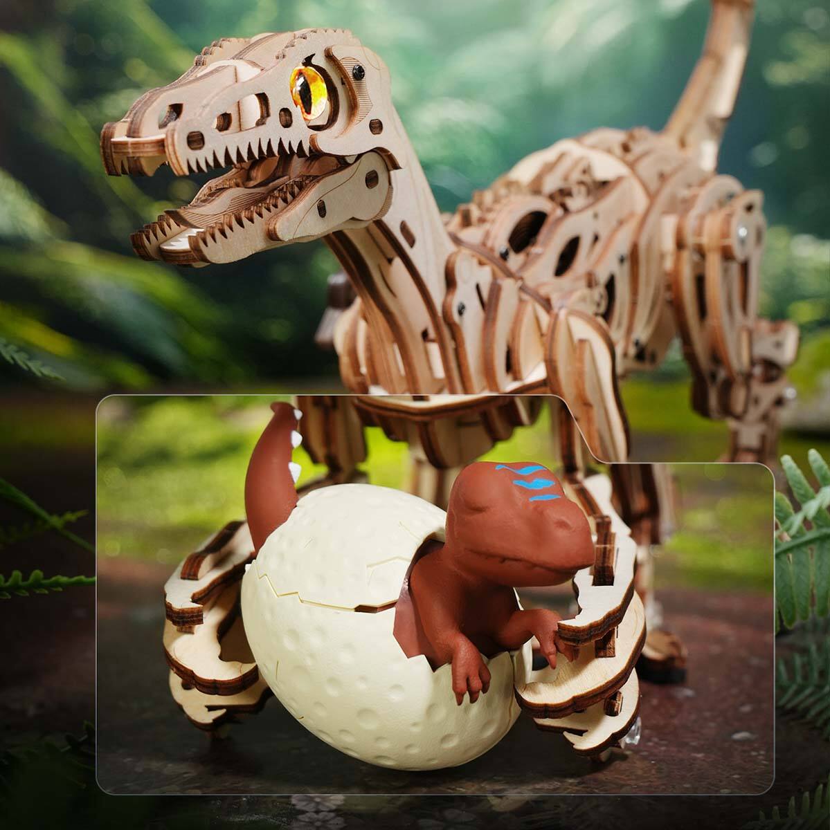 Alt View 1. ROKR - ROKR Walking Dinosaur Toys 3D Wooden Puzzles, Mechanical Wood Model Kits, Stem Building Project DIY Crafts Kits LD01.