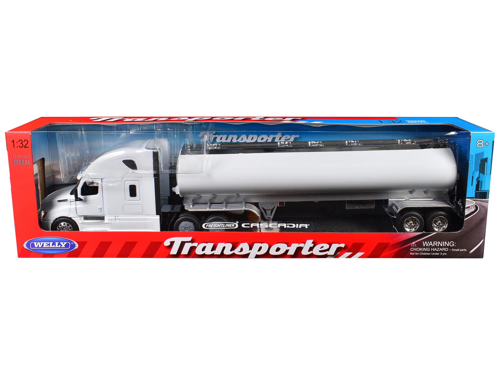 "Freightliner Cascadia Truck White with White Tanker Trailer ""Transporter"" Series 1/32 Diecast Model by Welly" price history on PriceWatchPro
