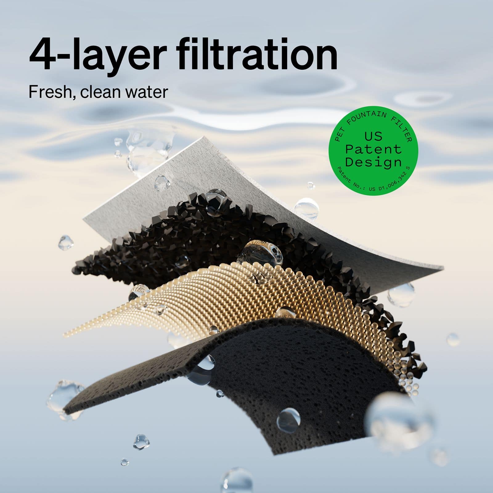 4-layer filtration Fresh, clean water FOUNTAIN PET US FILTER TER Patent Design 006 342 Na. 1 US