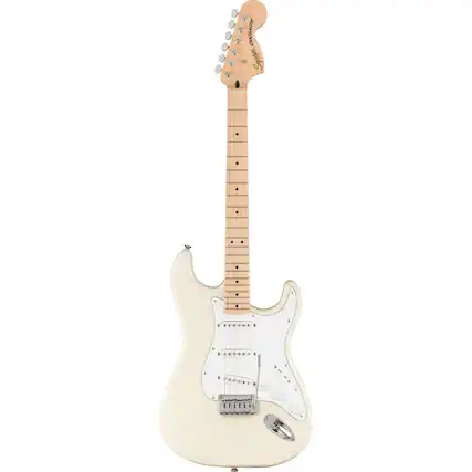 Front. Squier - Squier Affinity Series Stratocaster Electric Guitar, Maple, Olympic White.