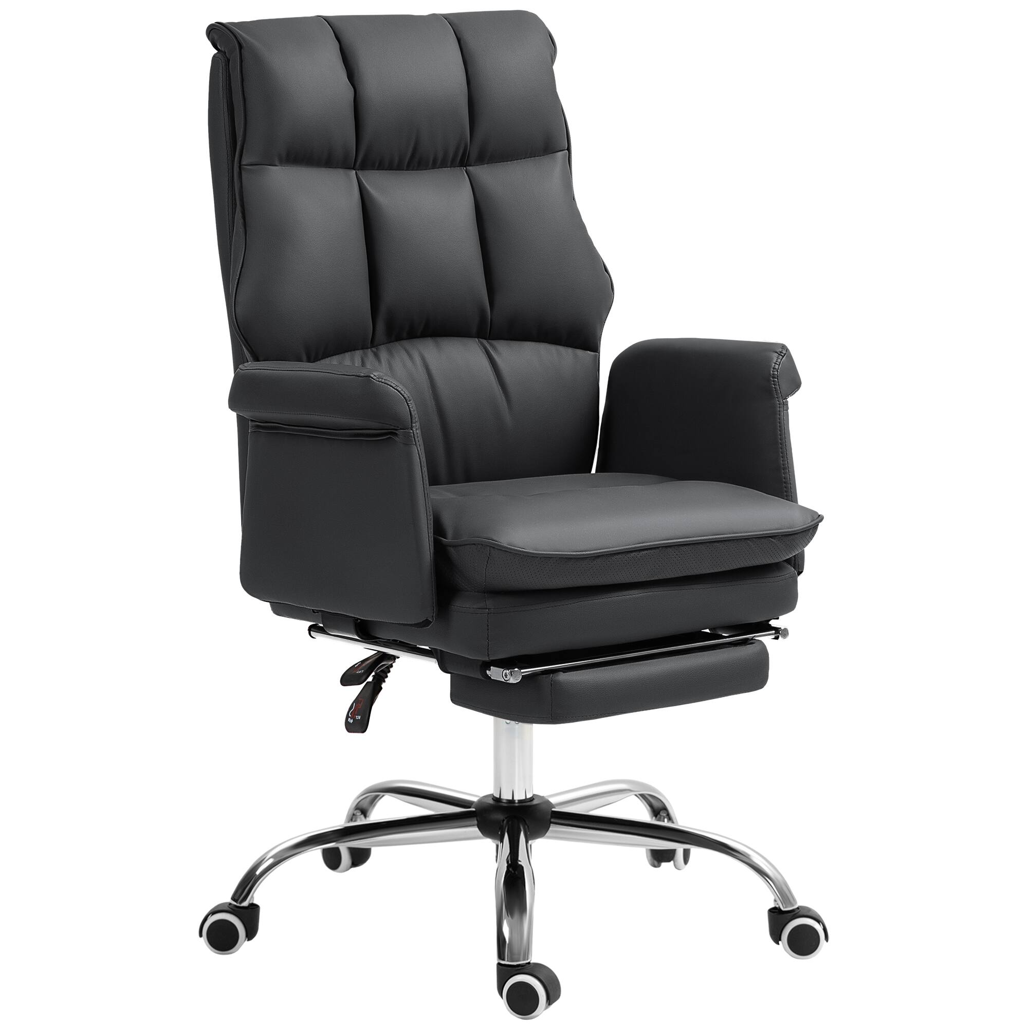 Front. Homcom - Reclining Executive Chair with Footrest and Swivel Base - Black.