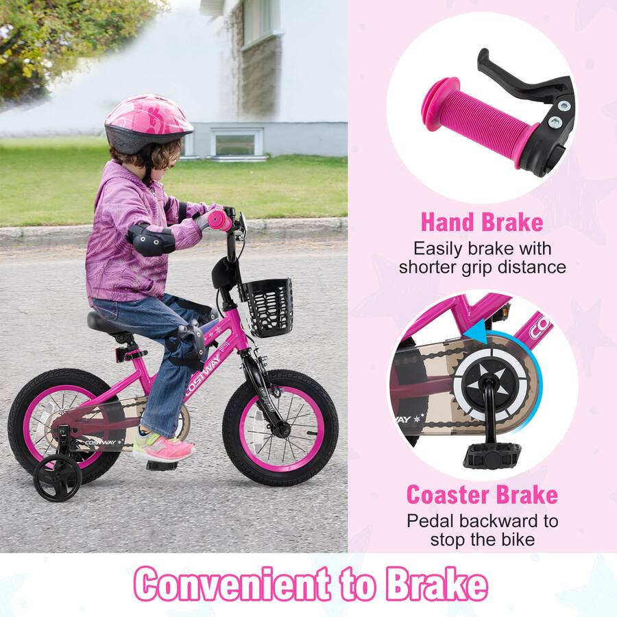 Costway 12 Kid s Bike With Training Wheels Adjustable Handlebar Seat costway-12-kid-s-bike-with-training-wheels-adjustable-handlebar-seat