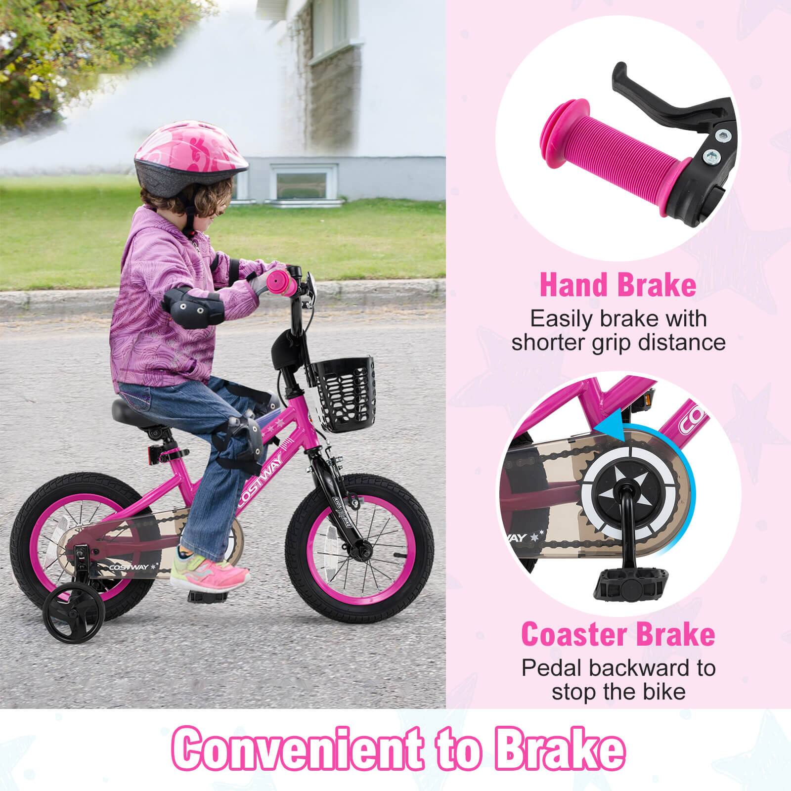 Convenient to Brake

Hand Brake  
Easily brake with shorter grip distance

Coaster Brake  
Pedal backward to stop the bike