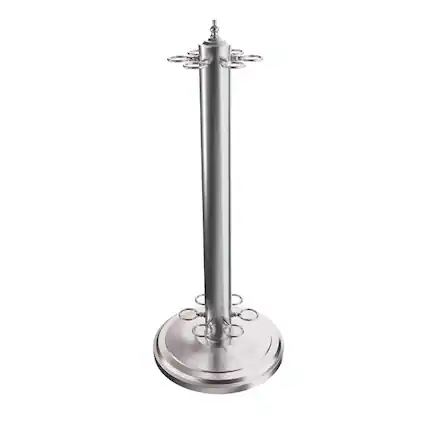 Front. GSE Games & Sports Expert - Metal 6 Floor Stand Pool Cue Rack, Billiard Pool Cue Rack Only, Stand Style Cue Rack - Brushed Nickel - Brushed Nickel.