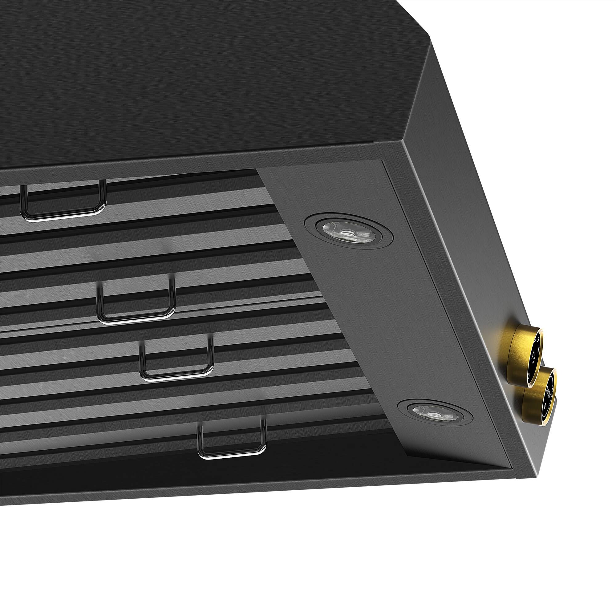 Alt View 7. Kucht - 30 in. 4.2 cu. ft. 4 Burners Dual Fuel Range for Propane Gas in Titanium Stainless Steel + Under Cabinet Range Hood - Gemstone with Gold accents.