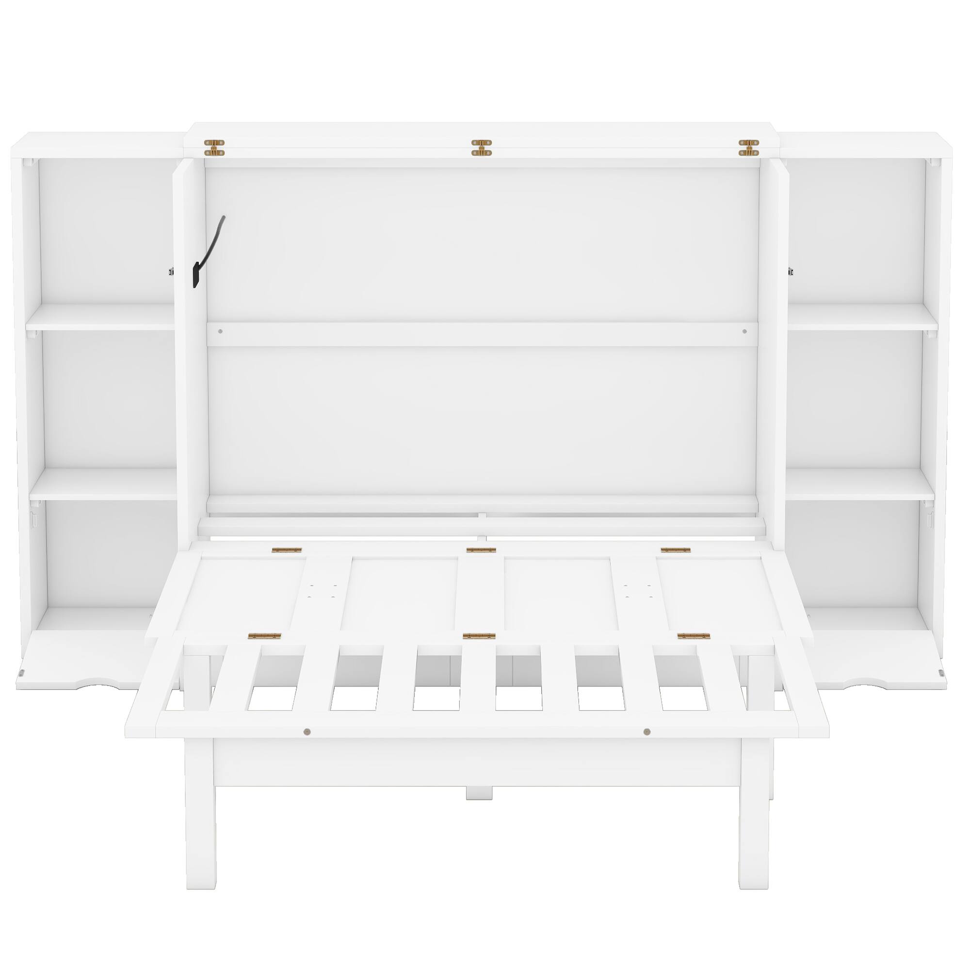 Back. Tiramisubest - Queen Size Murphy Bed, White - Space - saving for Small Spaces - White.