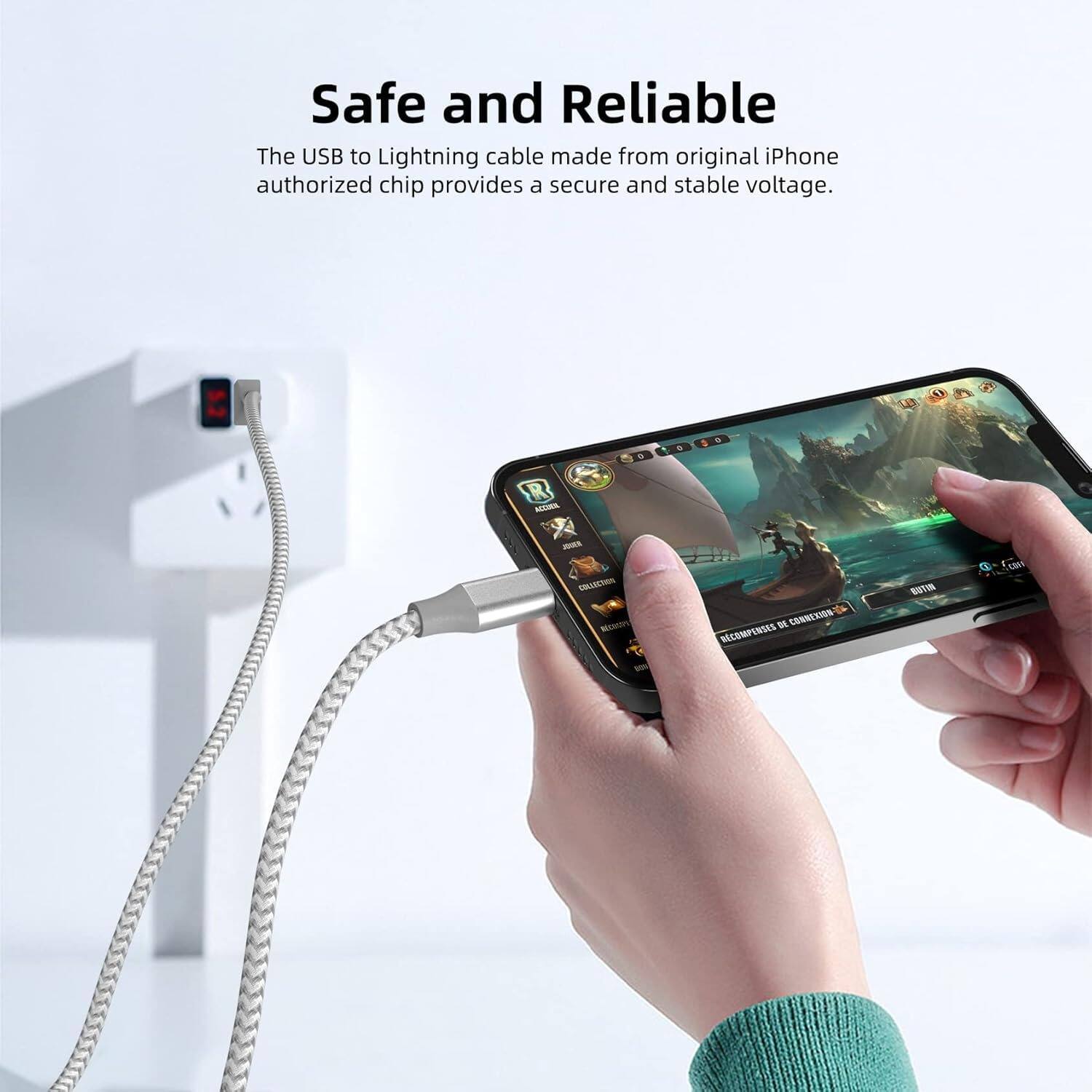 Safe and Reliable

The USB to Lightning cable made from original iPhone authorized chip provides a secure and stable voltage.