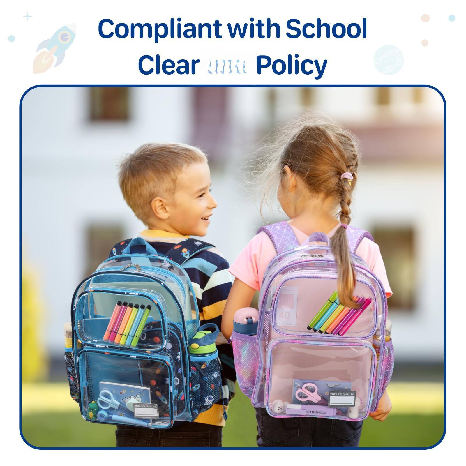 Left. Live At Space - 3pcs Clear Backpack For   15 Inch And Lunch Bag Pencil Case Set  Heavy Duty Transparent Bookbag School See Through Aged - 2pcs, B-deep Purple Unicorn-Backpack & Pencil Cas.