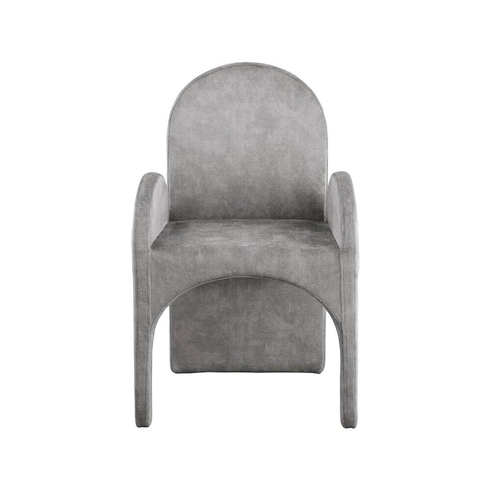 Alt View 2. Meridian Furniture - Summer Grey Velvet Dining Arm Chair, Set of 2 - Grey.