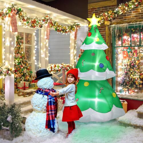 Alt View 9. Winado - 7 FT Inflatable Christmas Tree with Built-in LED Lights for Holiday Party Lawn Decoration - Green.