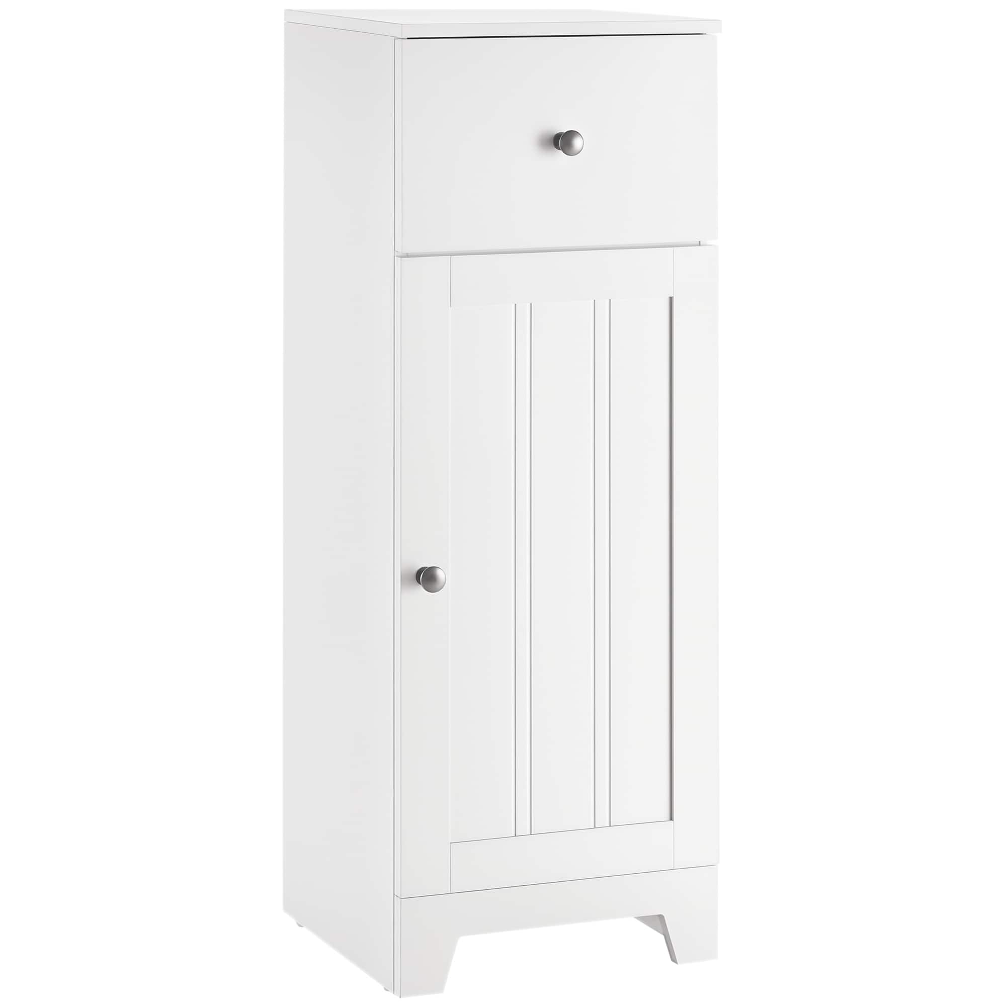 Kleankin - Short Bathroom Storage Cabinet, Cabinet Organizer with 1 Drawer and Adjustable Shelf for Living Room - White