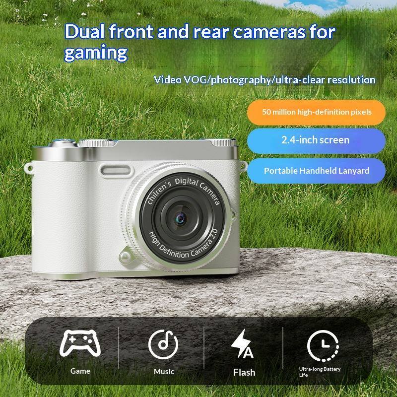 Dual front and rear cameras for gaming  
Video VOG/photography/ultra-clear resolution  
50 million high-definition pixels  
2.4-inch screen  
Portable Handheld Lanyard  
Game  
Music  
Flash  
Ultra-long Battery Life