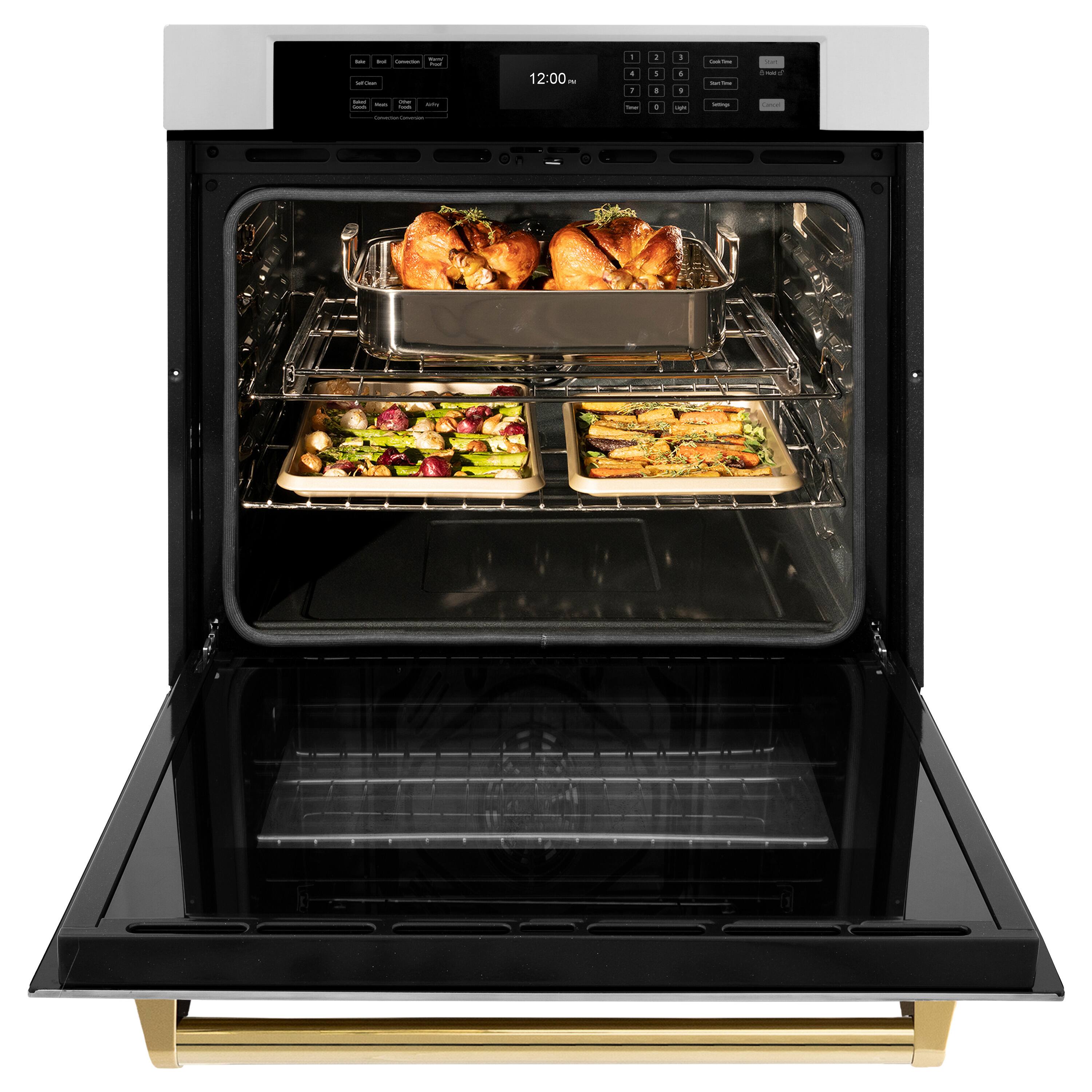 Alt View 11. ZLINE - 30 in. Autograph Wall Oven w/ Air Fry and Self Clean w/ Polished Gold Handle - Stainless Steel.