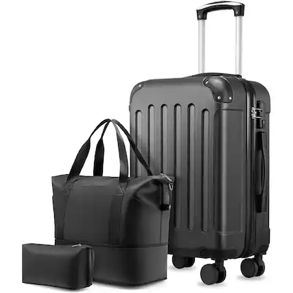 Front. LUGGEX - LUGGEX 20" Carry On Luggage Airline Approved Hardside Suitcase with TSA Approved Lock and Tote Bag - EX-Lite - Black - Black.