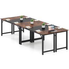 Gymax - 4 PCS 63'' Computer Desk Modern Industrial Office Desk w/ Metal Frame & Large Executive Desk - Rustic Brown, Black