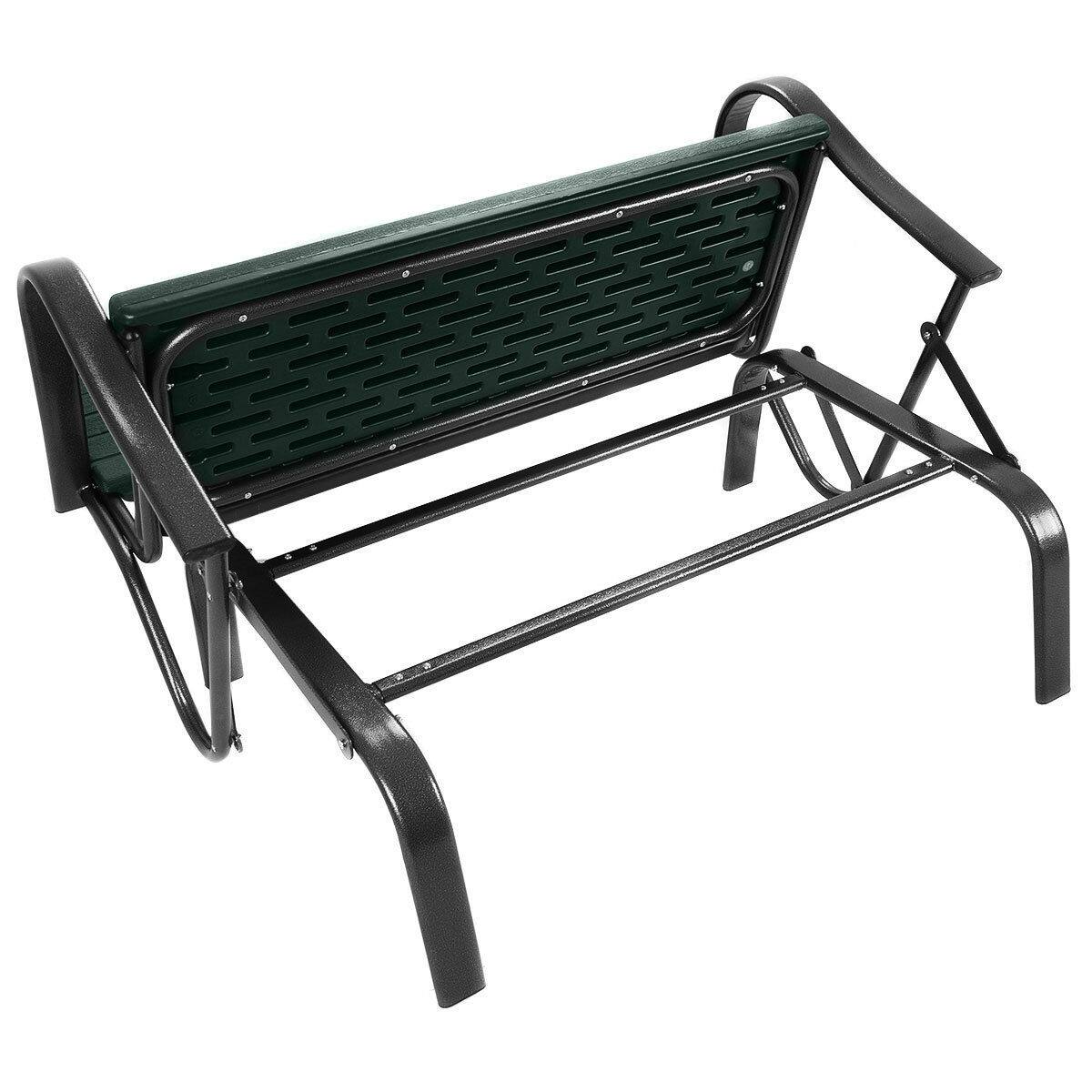 Alt View 7. Costway - Costway Outdoor Patio Swing Porch Rocker Glider Bench Loveseat Garden Seat Steel - Green.