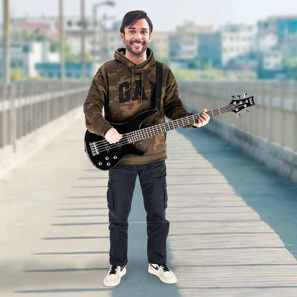 Alt View 4. Winado - 5 String GIB Electric Bass Guitar, Full Size Standard Right Handed Rosewood Fretboard Basswith Gig Bag Strap Cable Tool.