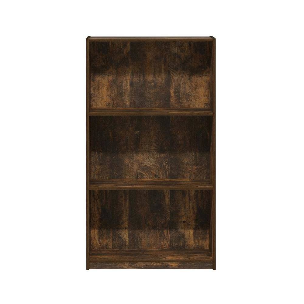 Back. FurniFact - Wooden bookcase with minimalist design and sturdy construction - Amber Pine.