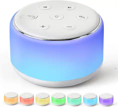 Front. FINEAK - White Noise Sound Machine Baby for Sleeping with Night Light 34 Soothing Sounds - White.
