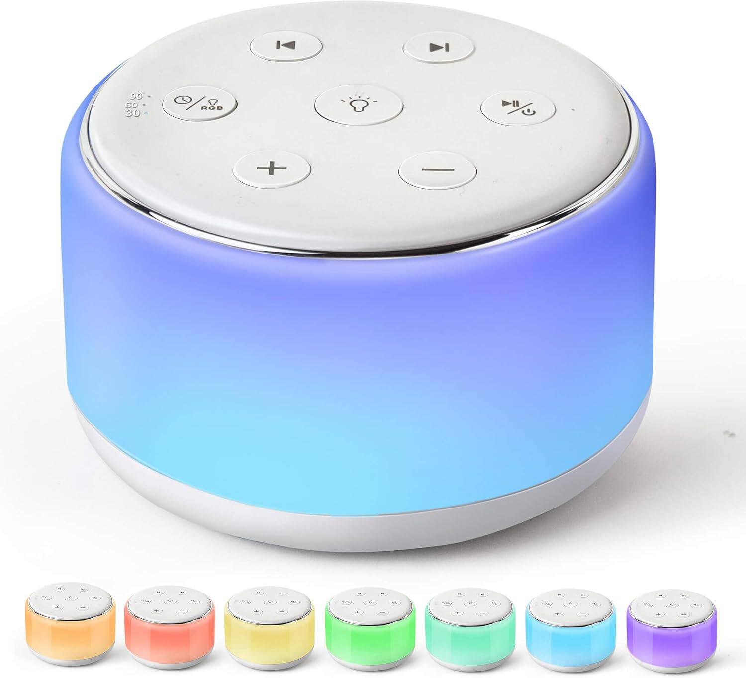 Front. FINEAK - White Noise Sound Machine Baby for Sleeping with Night Light 34 Soothing Sounds - White.