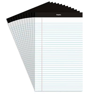 Staples - Notepads, 8.5" x 14" , Wide Ruled, 50 Sheets/Pad, Dozen Pads/Pack - White
