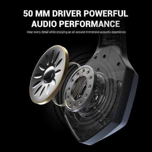50 MM DRIVER POWERFUL AUDIO PERFORMANCE  
Hear every detail while enjoying an all-around immersive acoustic experience