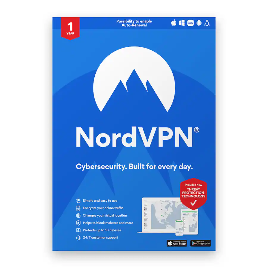 NordVPN VPN Software (1 Year Subscription) Android, Mac OS
