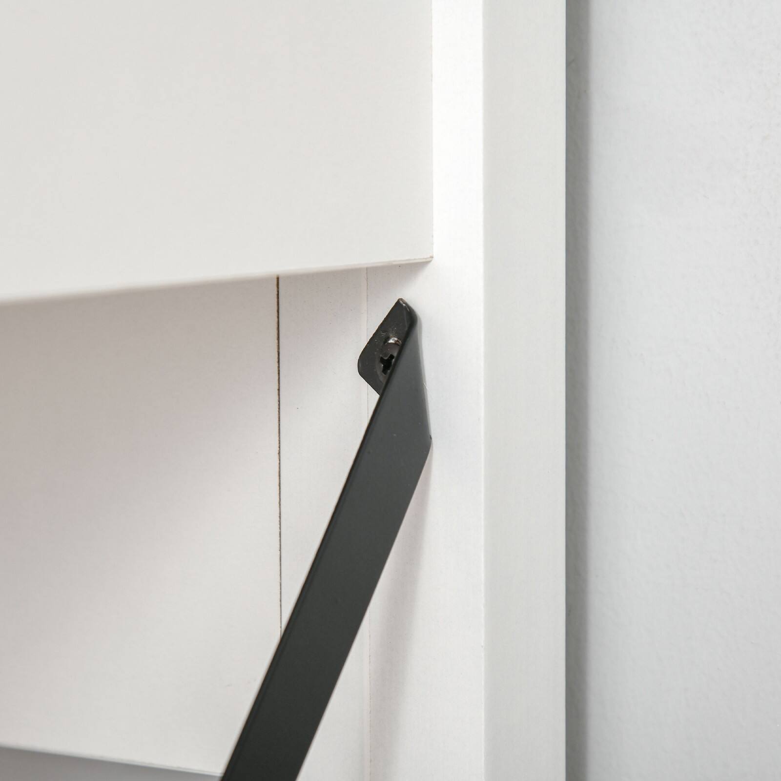 Alt View 7. Glintex - 47.25" Farmhouse Writing Desk with Hutch, X-Brace Barn Door, Ample Storage Shelves and Cabinet, Space-Saving Design - White.