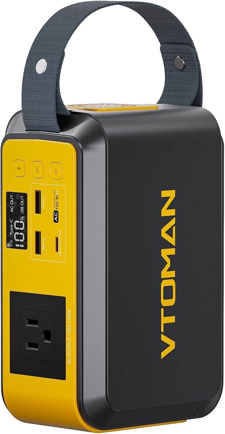 VTOMAN - Jump100 88.8Wh Portable Power Station, LiFePO4 Battery, 100W AC Outlet, PD 60W Fast Charge, for Camping & Devices (88.8 Wh Capacity)