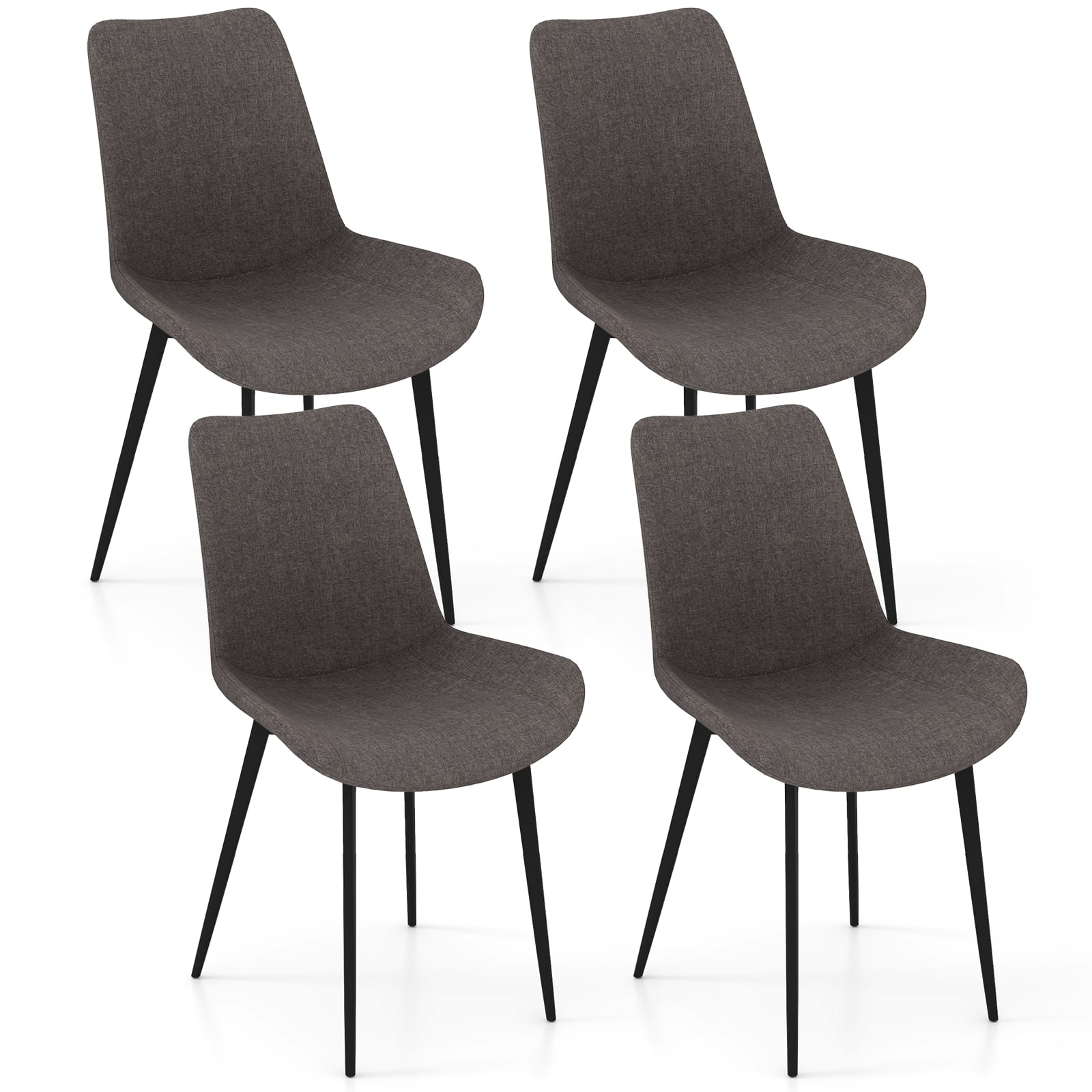 Gymax - Dining Chair Set of 4 w/ Metal Legs Padded Seats & Backs for Dining Room - Gray