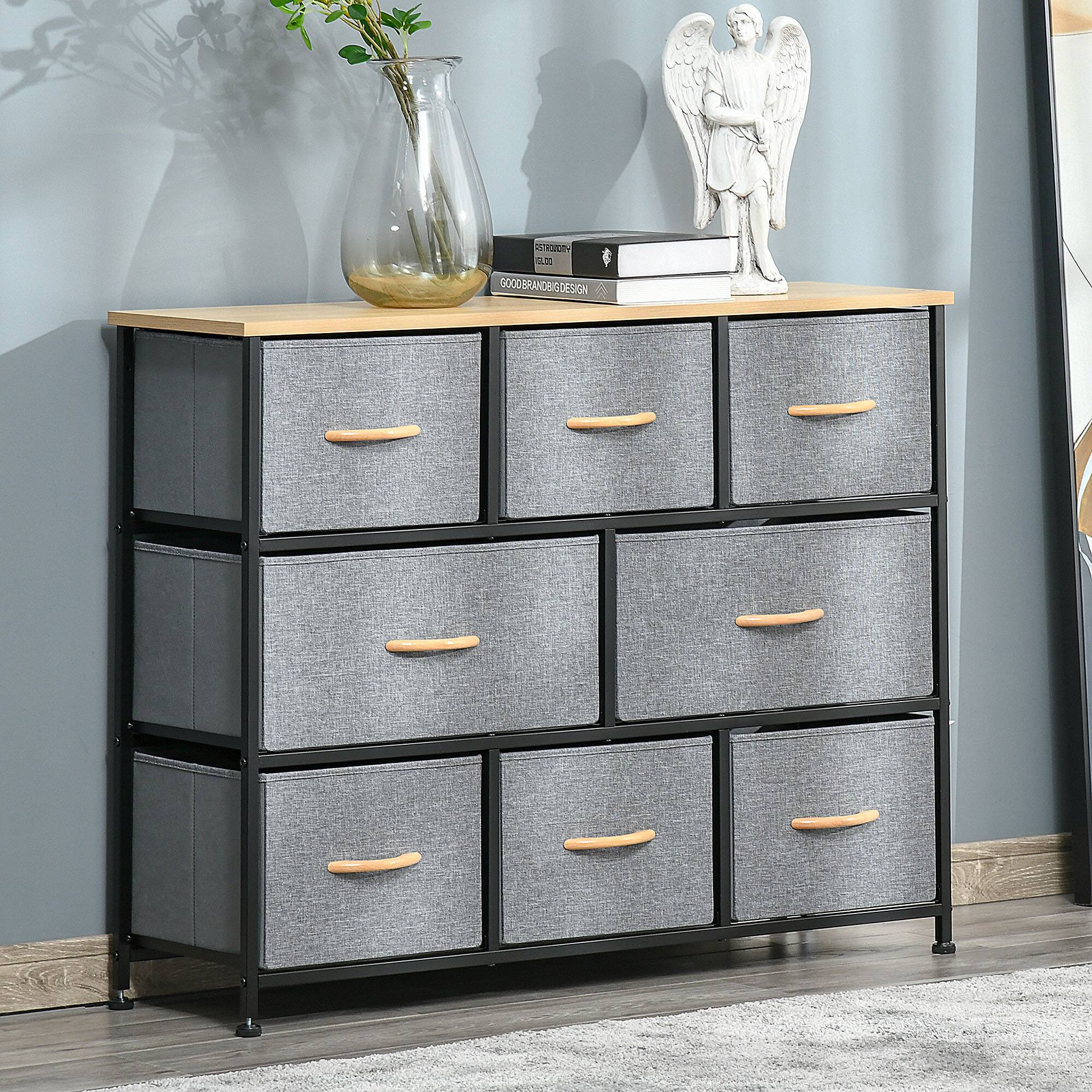 Alt View 1. Homcom - 8-Drawer 3-Tier Dresser, Fabric Storage Tower Unit w/ Steel Frame - Gray.