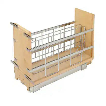 Front. Rev-A-Shelf - 5 Inch Pull Out Tray Divider Kitchen Cabinet Organizer - Brown.