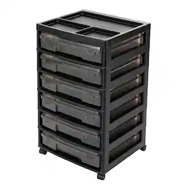 IRIS USA - IRIS 6-Tier Rolling Storage Cart with organize for Craft Supplies, 6 Cases w/Built in Handle - Gray